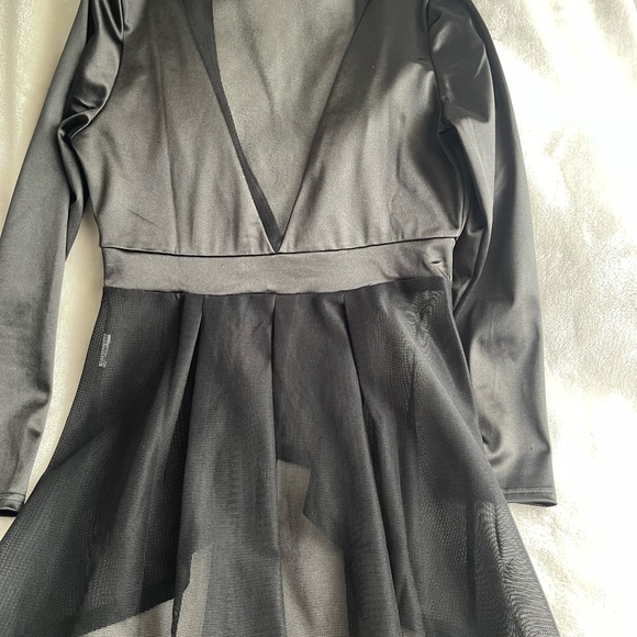 Black high-low Satin Mesh Fashion Top - Picture 7 of 15